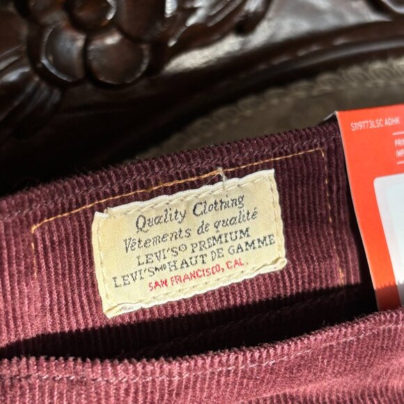 Merlot Levi's performance 511 Men's straight cut cords 32" x 32" - Picture 2 of 4